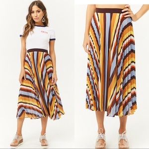Rainbow Accordion- Pleated Midi Skirt